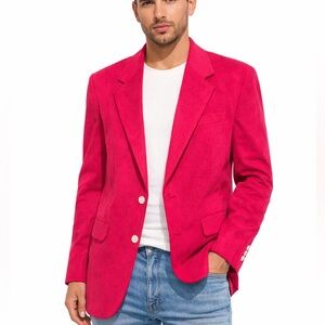 EUC Suede Fuchsia Mens Vibrant Pink‎ Blazer Sportcoat